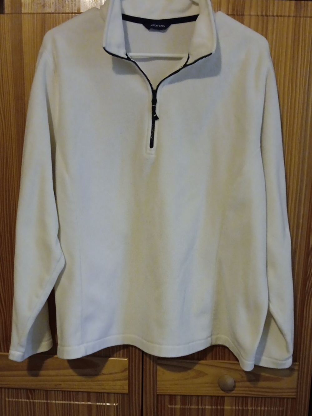 Lands' End Cream Half-Zip Fleece Pullover